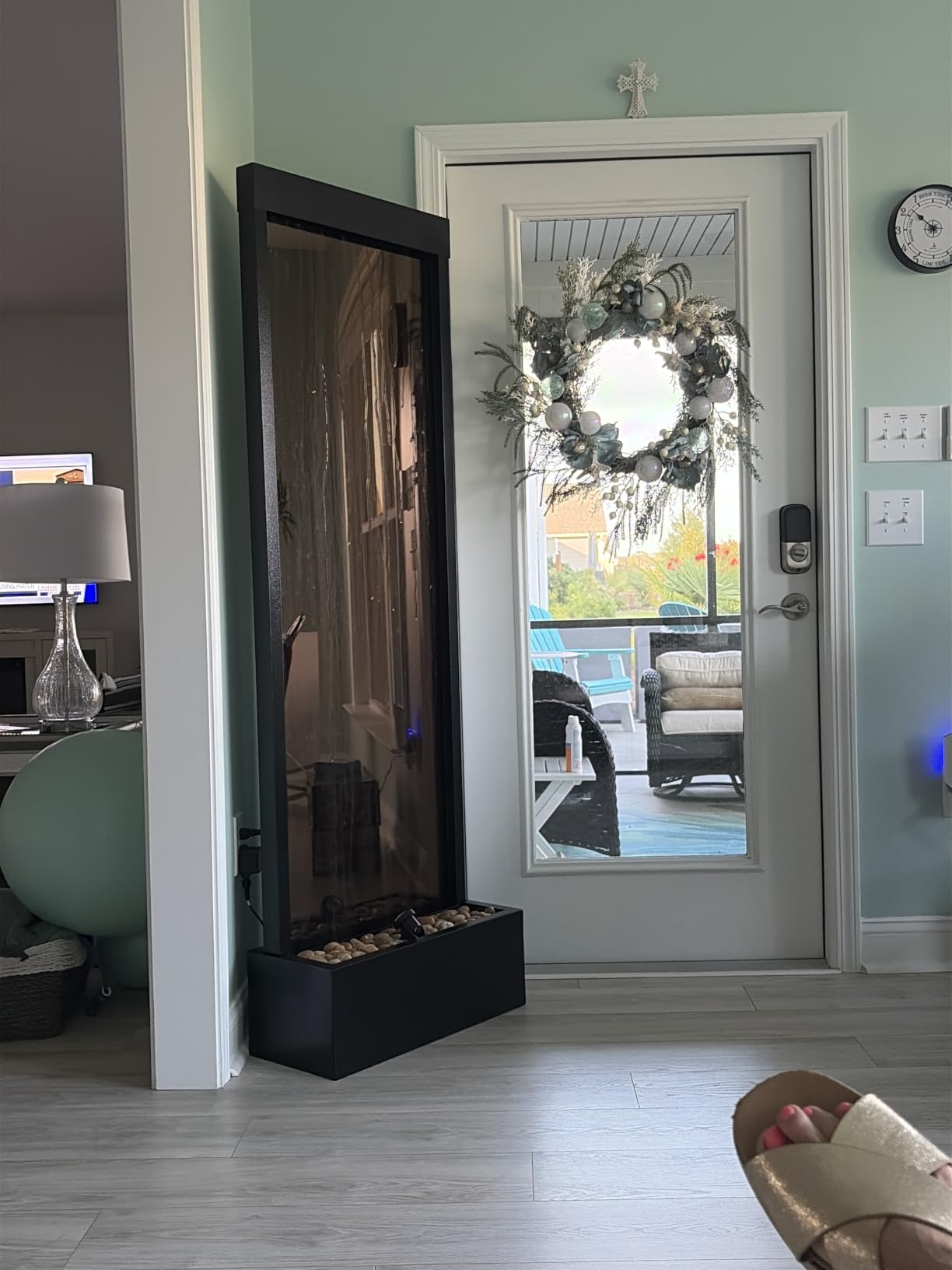 Alpine Corporation Mirror Waterfall Fountain with Stones and Lights - Zen Indoor/Outdoor Decor for Office, Living Room, Patio, Entryway - 72 Inches customer photo 2