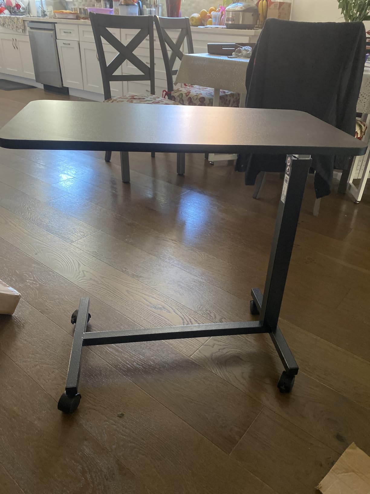 Drive Medical 13003 Non Tilt Top Overbed Table with Wheels, Chrome customer photo 2