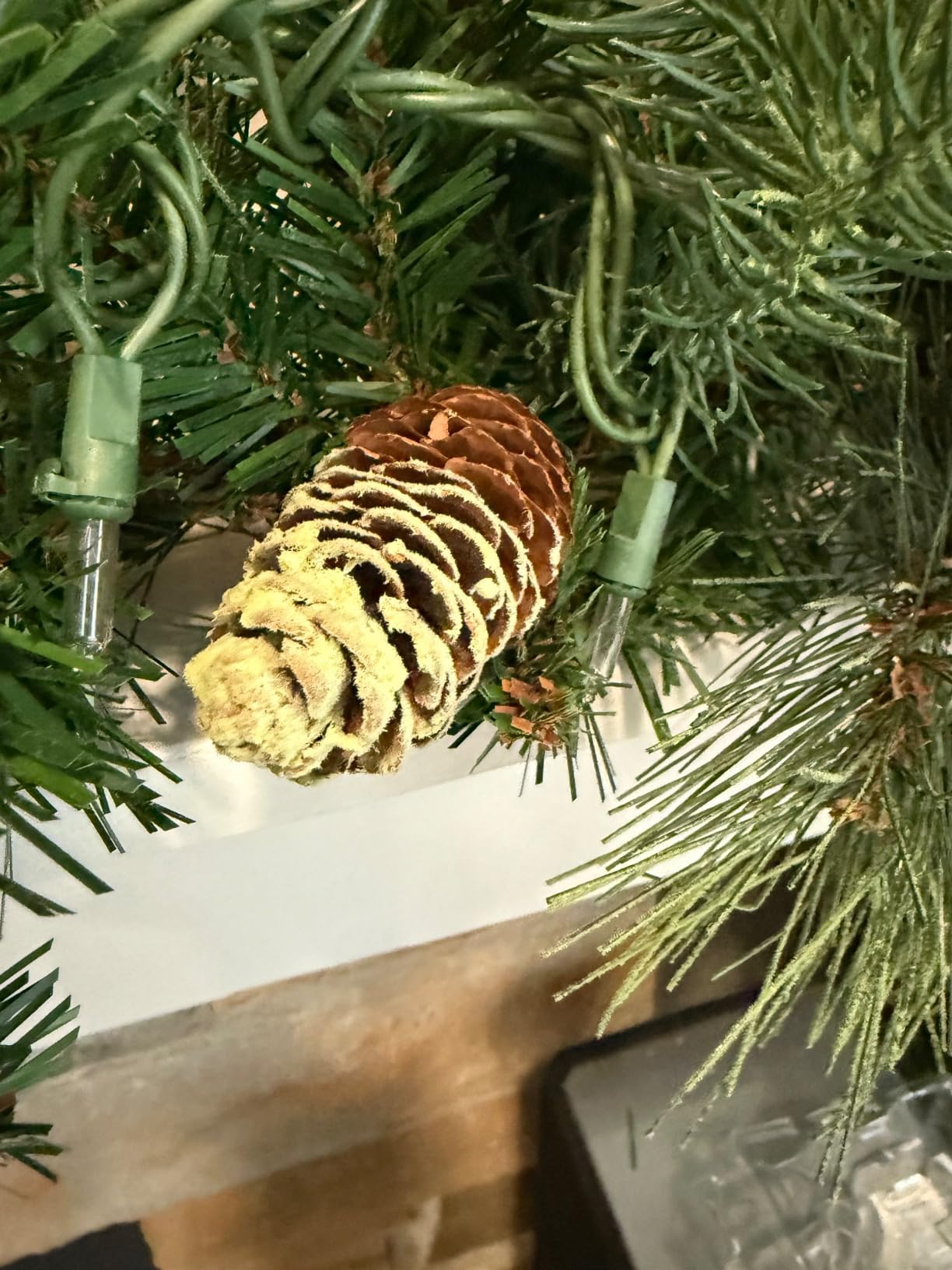 National Tree Company 9ft Pre-Lit Carolina Pine Christmas Garland | 100 Clear Lights, 240 Tips, Artificial Christmas Decoration With Pinecones, Green customer photo 2