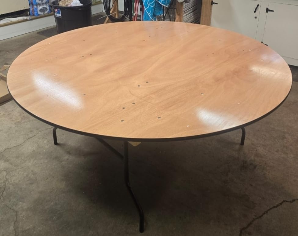 Flash Furniture Furman 6' Round All-Occasion Wood Folding Event Table, Foldable Round Portable Banquet Table with Wooden Top, Natural/Black | Durable Construction, Commercial Use customer photo 2