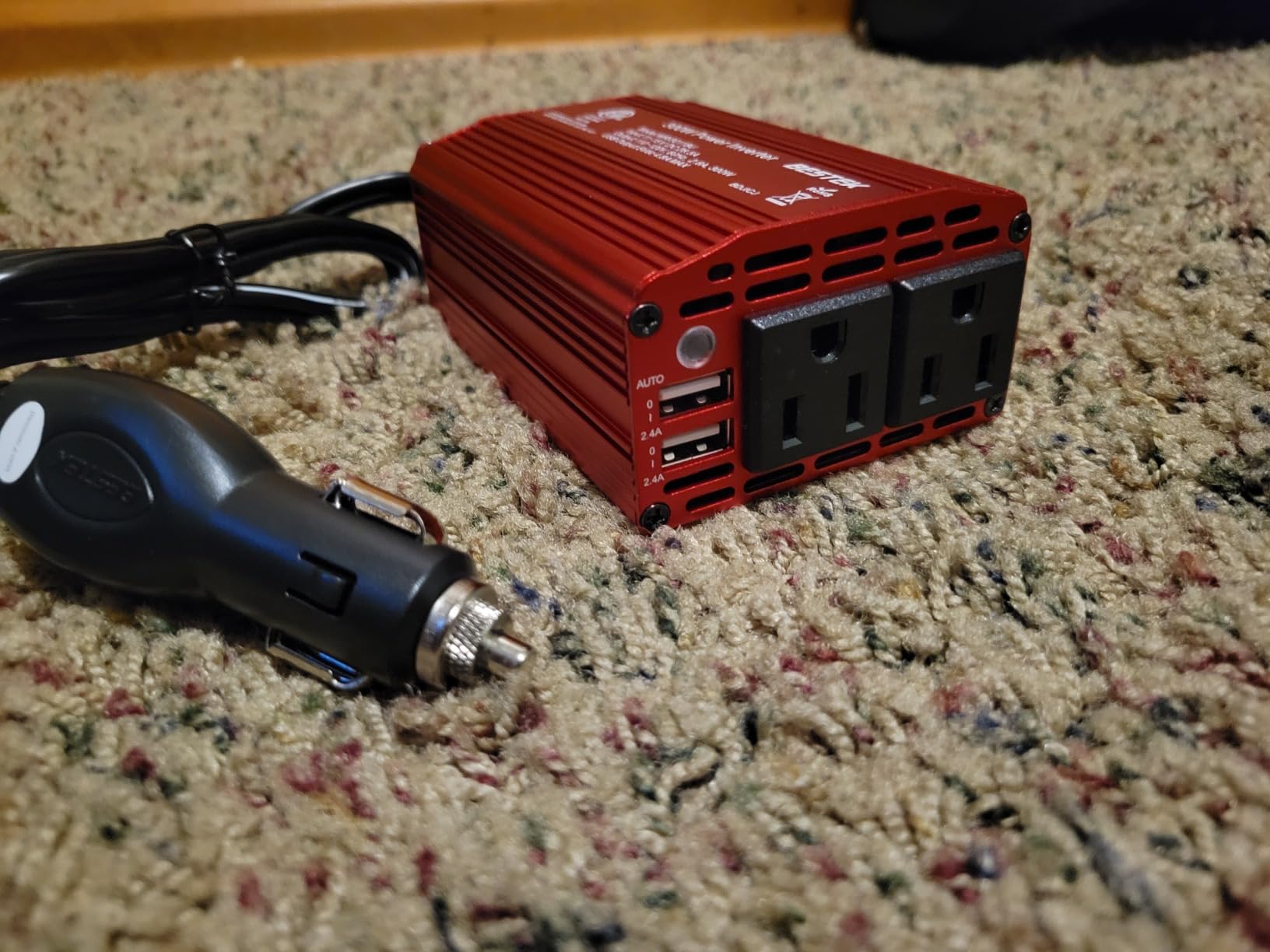 BESTEK Power Inverter DC 12-17V to AC 110V - 300W Car Plug Adapter Outlet | 4.8A Dual USB Fast Charging Port, Vehicle Charger Cigarette Lighter Adapter for Phone, Laptop on Road Trip - Aluminum Housing customer photo 1