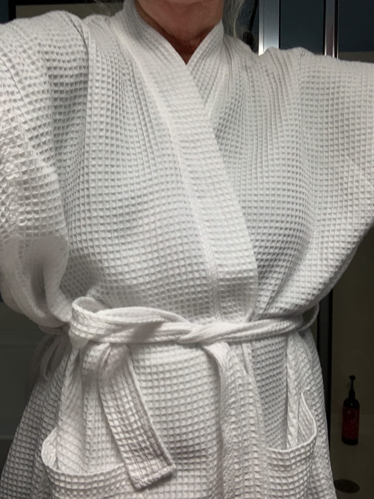 MONARCH Unisex Square Waffle Spa Kimono Robe - Soft Lightweight Fabric & Generously Sized Hotel & Spa Robe with Pockets customer photo 2
