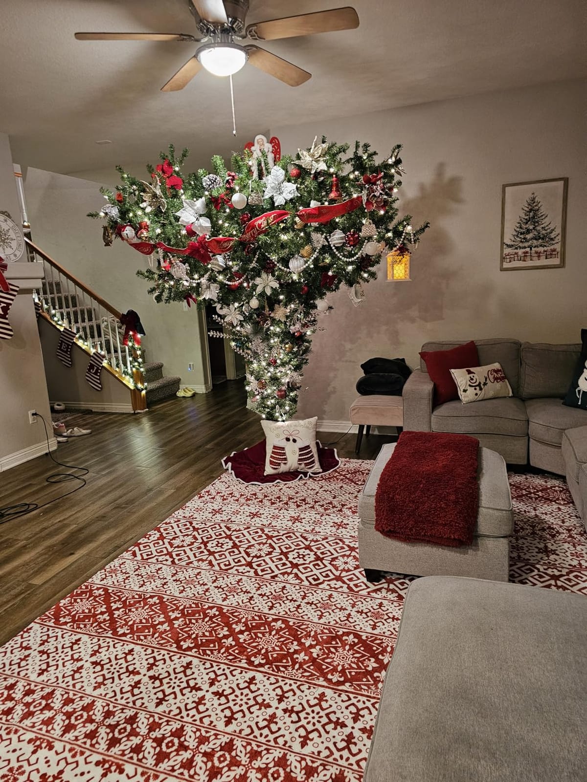 Vickerman 75' Unlit Upside Down Artificial Christmas Tree customer photo 1