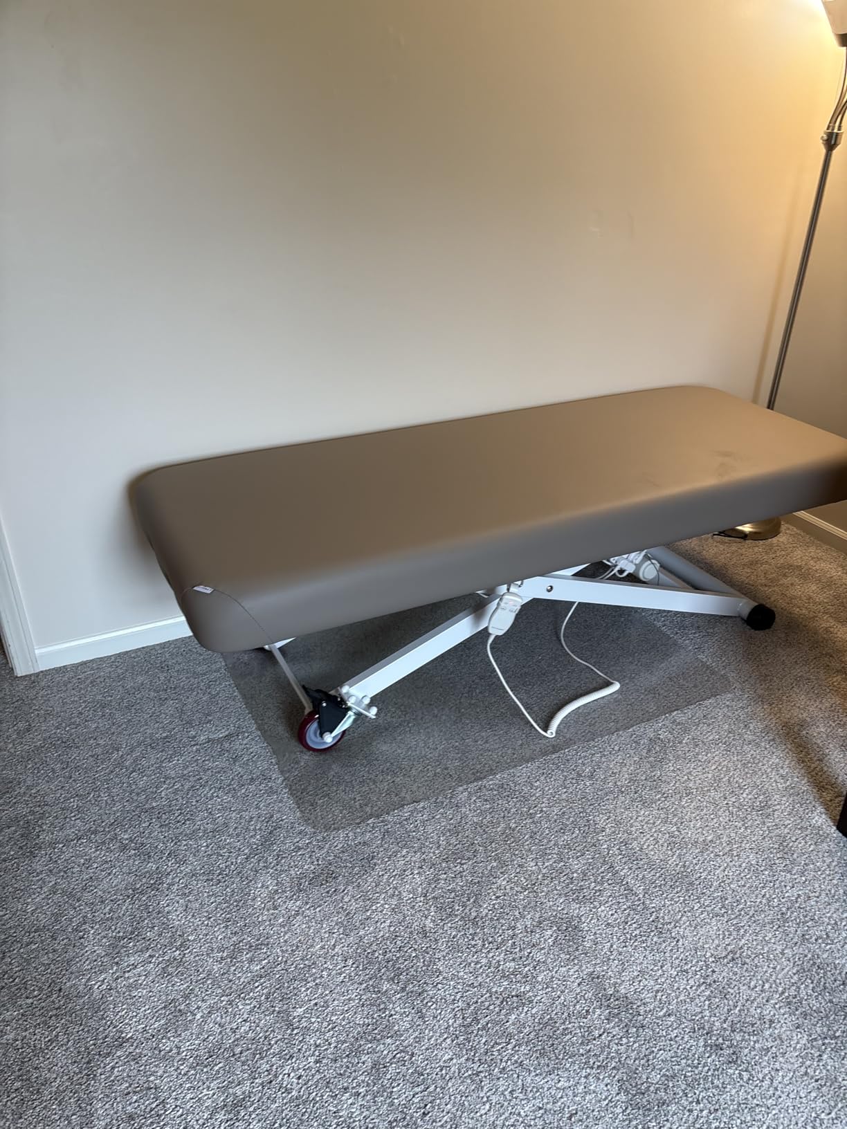 Professional Electric Massage & Spa Table, Flat Top, Beige | Quiet German Motors, Adjusts 17 to 39 inches by Foot Control, ADA Compliant Esthetician Treatment Bed, 5 Yr Frame customer photo 1