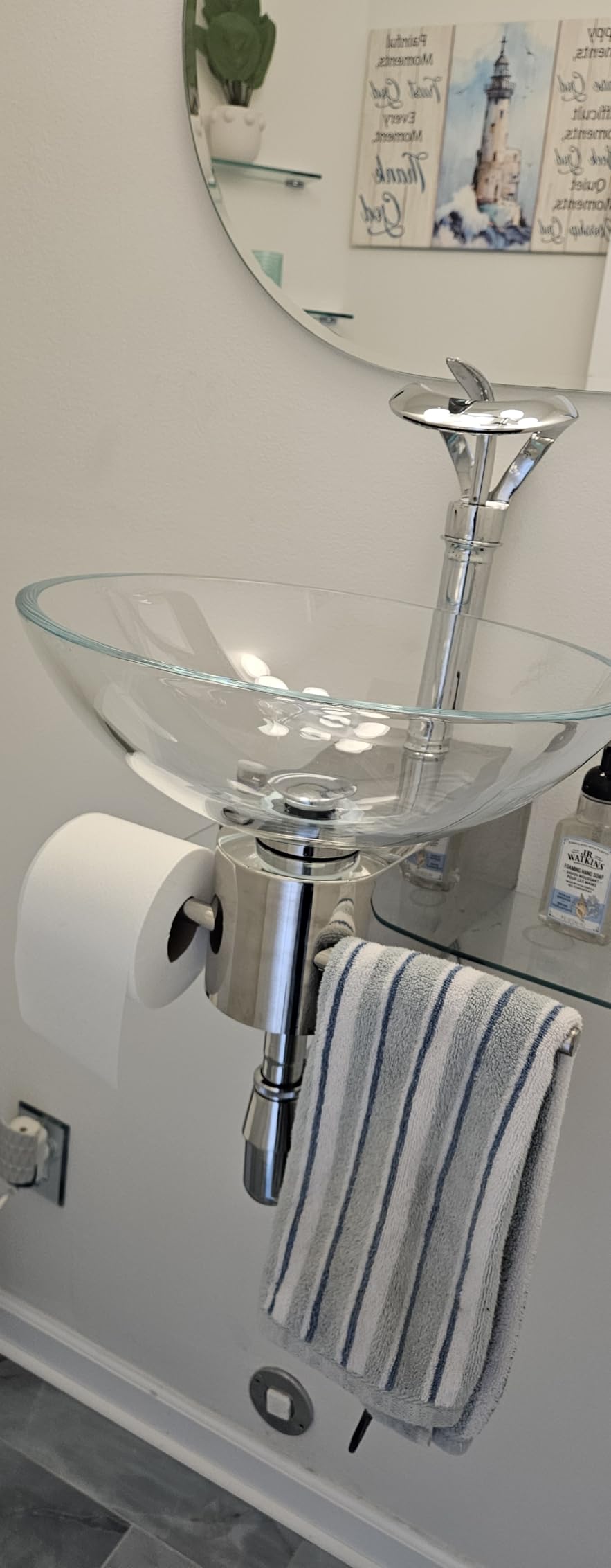 KRAUS Round Crystal Clear Glass Vessel Bathroom Sink, 16 1/2 inch GV-100 customer photo 2