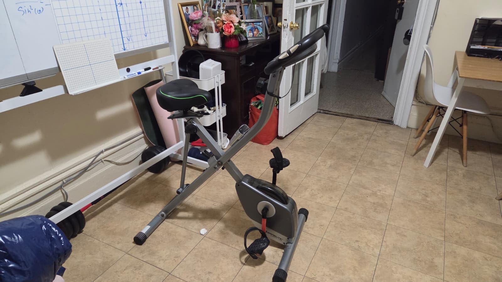 Exerpeutic Foldable Exercise Bike, 8 levels of Resistance Stationary Bicycle with Airsoft Seat, LCD Display to Track Distance, Calories, Time and Speed customer photo 2