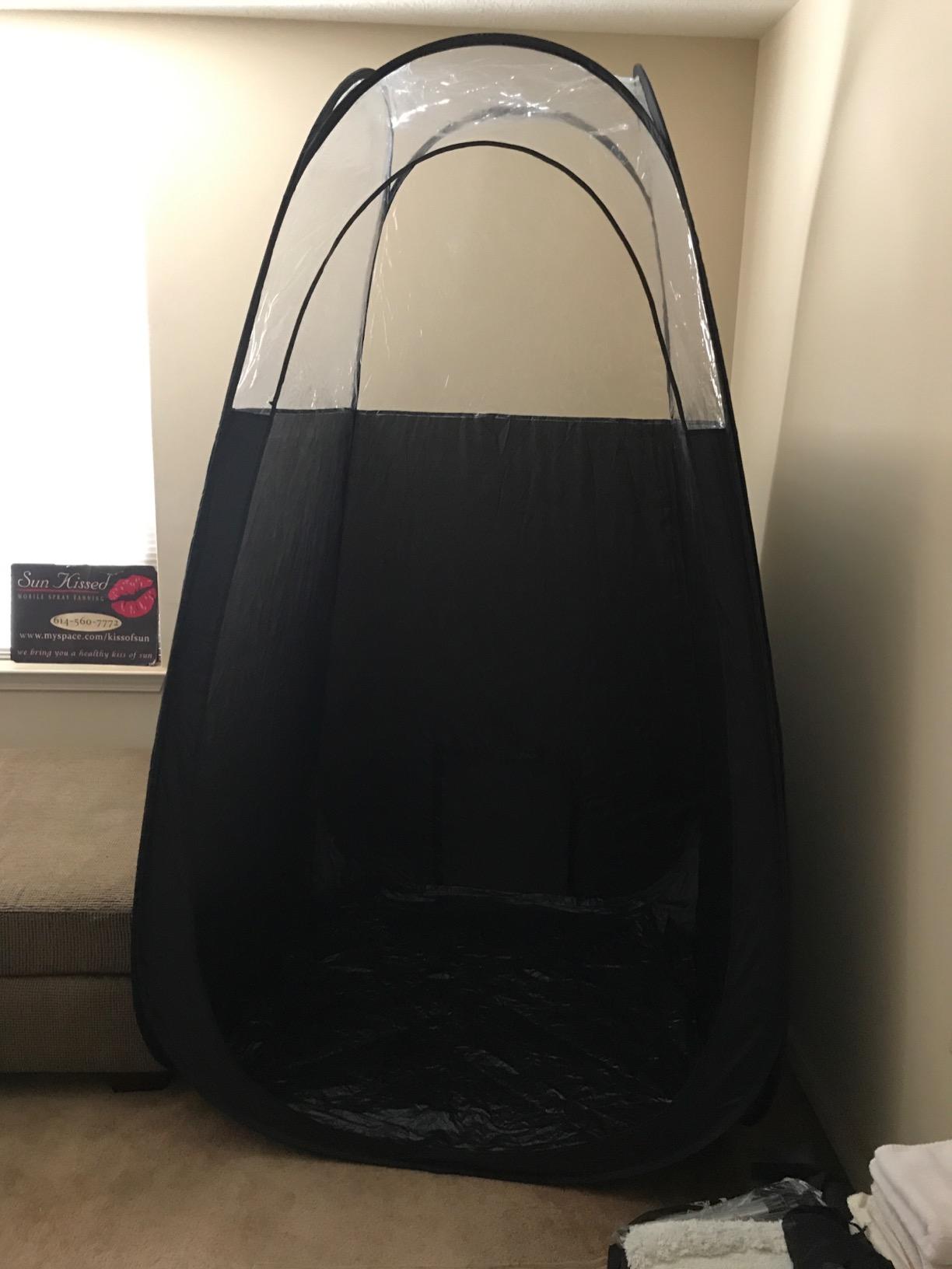 Naked Sun XL Portable Spray Tan Tent - Extra Large Pop Up Tent for Professional Tanning, Heavy Duty Fabric Mobile Spray Room with Carrying Bag & Easy Clean Floor - Black customer photo 1