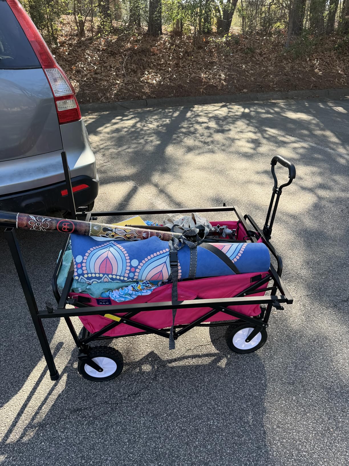 Mac Sports Heavy Duty Steel Frame Collapsible Folding 150 Pound Capacity Outdoor Camping Garden Utility Wagon Yard Cart, Red customer photo 1