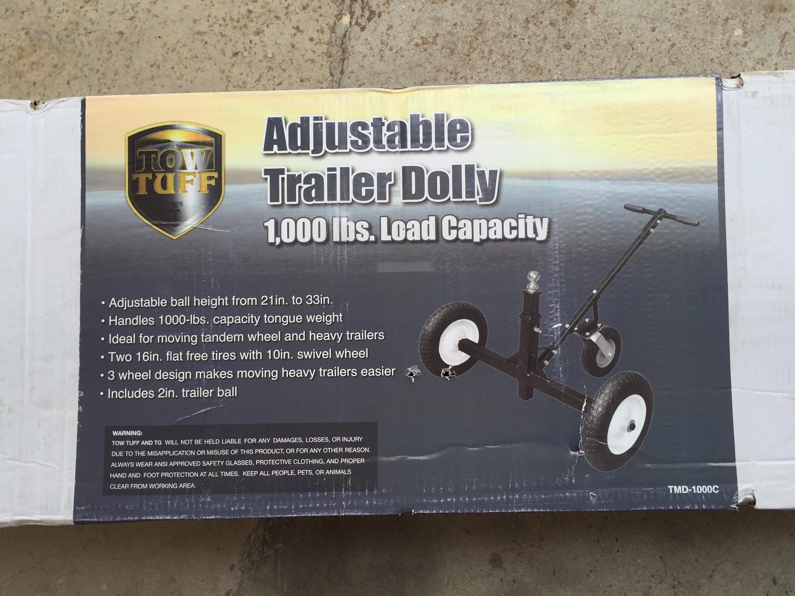 Tow Tuff TMD-1000C2 - Trailer - 1000 lb Adjustable Trailer Dolly | Solid Steel Frame, Hammer Tone Powder Coat, 2 x 16 in Flat-Free Tires, 10 in Swivel Caster, 21-33 in Height Range, 3 Wheels customer photo 1