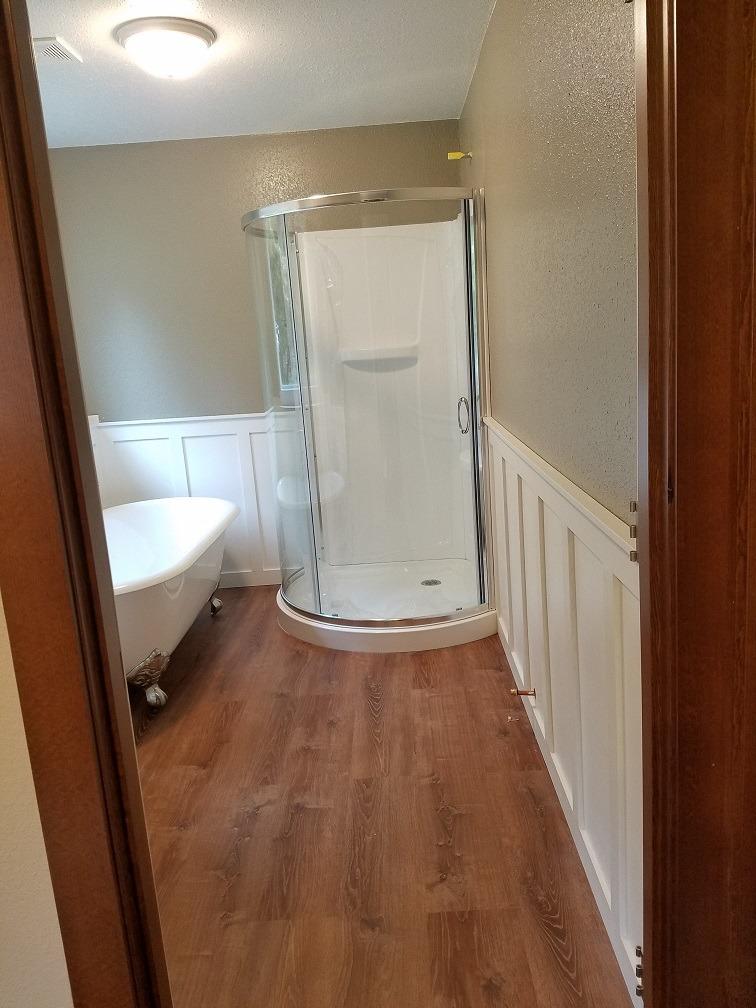 OVE Decors Breeze 34 in. Corner Shower Sliding Door, With Included Walls and Base, Clear Glass and Chrome Finish customer photo 1