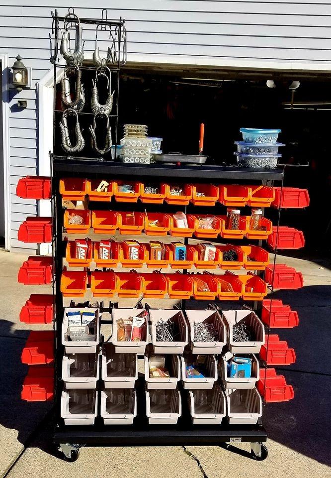 TRINITY Rolling Storage Bin Rack & Parts Organizer, 7-Tier Dual-Sided Bin Cart Shelving for Shop Storage, Nut and Bolt Organizer, Garage, Warehouse, Tools & Hardware, 330Lb Max, With Wheels, Black customer photo 2