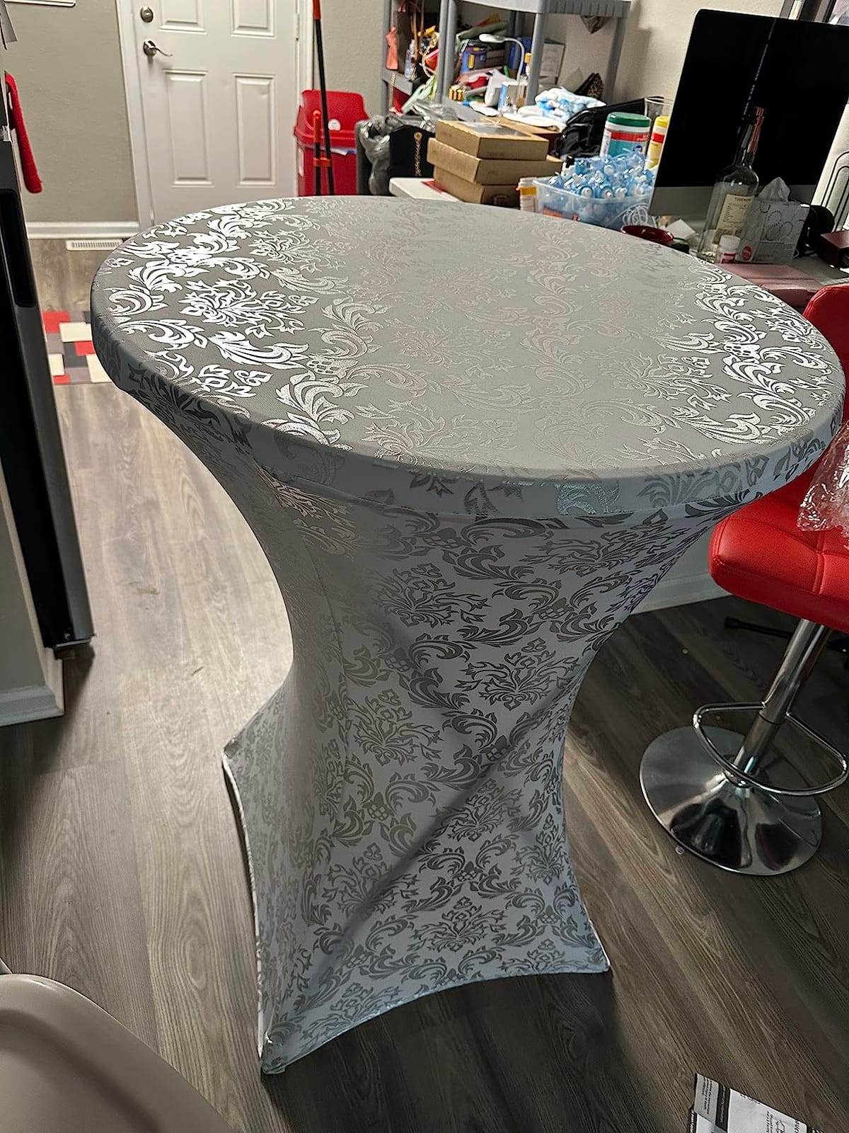 Flash Furniture 2.63 ft Plastic Round Folding Bar Table, Granite White customer photo 1