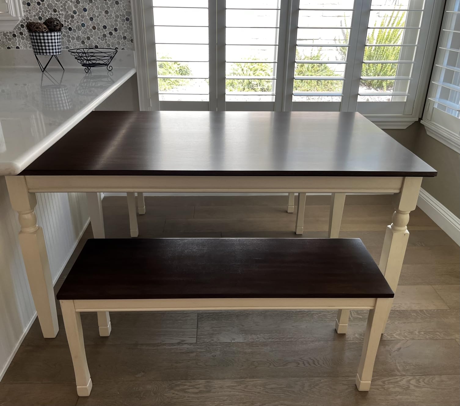 Signature Design by Ashley Whitesburg Cottage Rectangular Dining Bench, Brown & Antique White customer photo 2