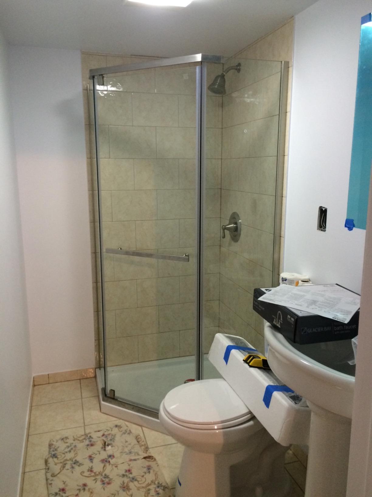 DreamLine Prism 34 1/8 in. x 72 in. Frameless Neo-Angle Pivot Shower Enclosure in Brushed Nickel, SHEN-2134340-04 customer photo 1