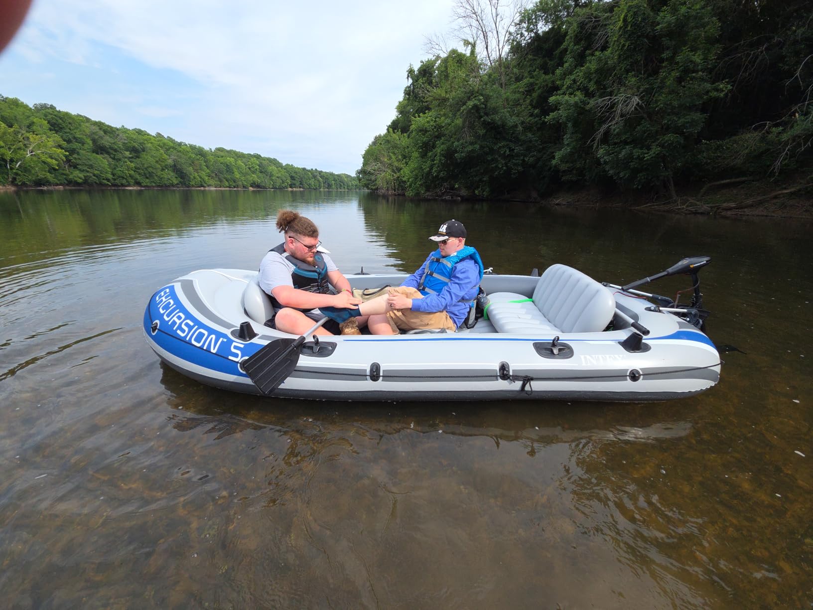Intex Excursion 5 Person Inflatable Boat, Water Fishing River Raft Set w/ Oars - Large 1,300 Lb Capacity Portable Blow-Up 5 Seater Raft for Adults customer photo 1