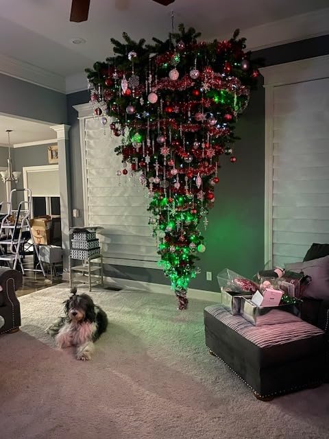 Vickerman 9' Green Upside Down Artificial Christmas Tree, Unlit - Faux Upside Down Christmas Tree - Seasonal Indoor Home Decor customer photo 1