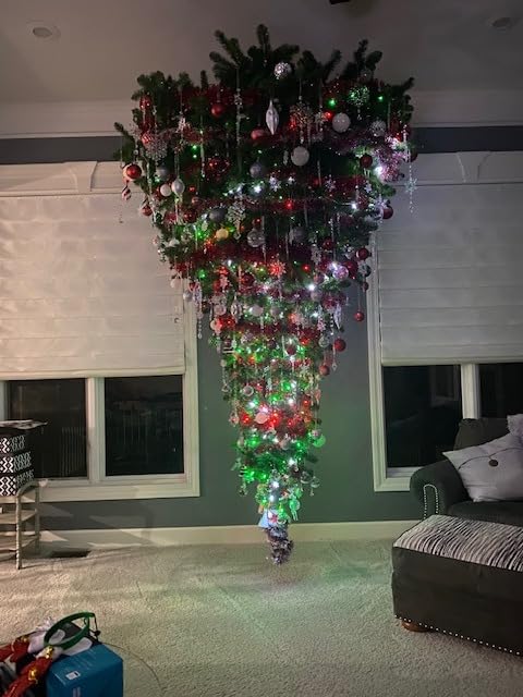 Vickerman 9' Green Upside Down Artificial Christmas Tree, Unlit - Faux Upside Down Christmas Tree - Seasonal Indoor Home Decor customer photo 2