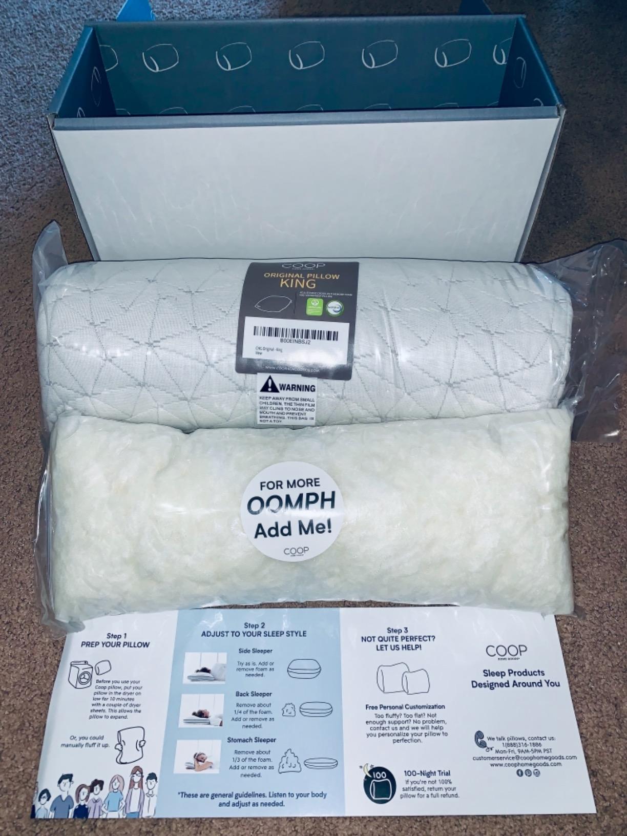 Coop Home Goods Original Adjustable Pillow, Queen Size Bed Pillows for Sleeping, Cross Cut Memory Foam Pillows - Medium Firm Back, Stomach and Side Sleeper Pillow, CertiPUR-US/GREENGUARD Gold customer photo 2