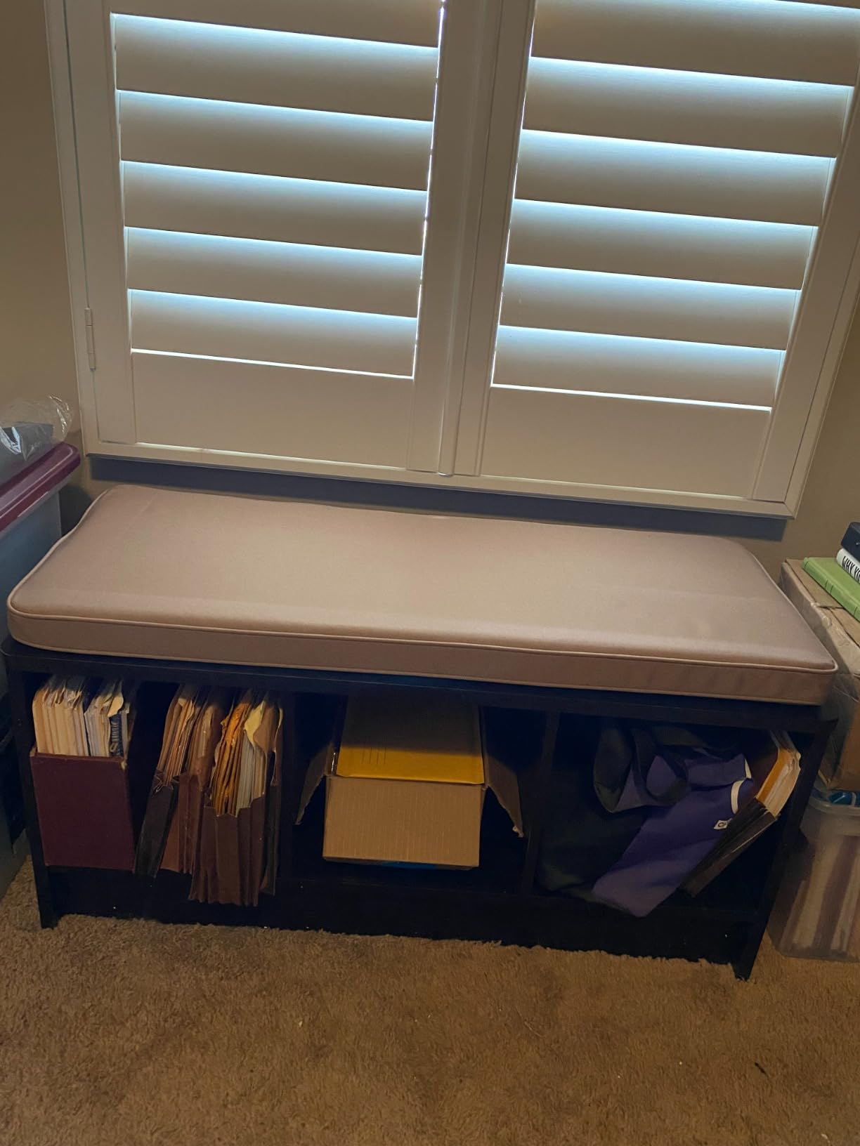ClosetMaid 1309 3-Cube Storage Bench, Dark Cherry with Tan Cushion customer photo 2
