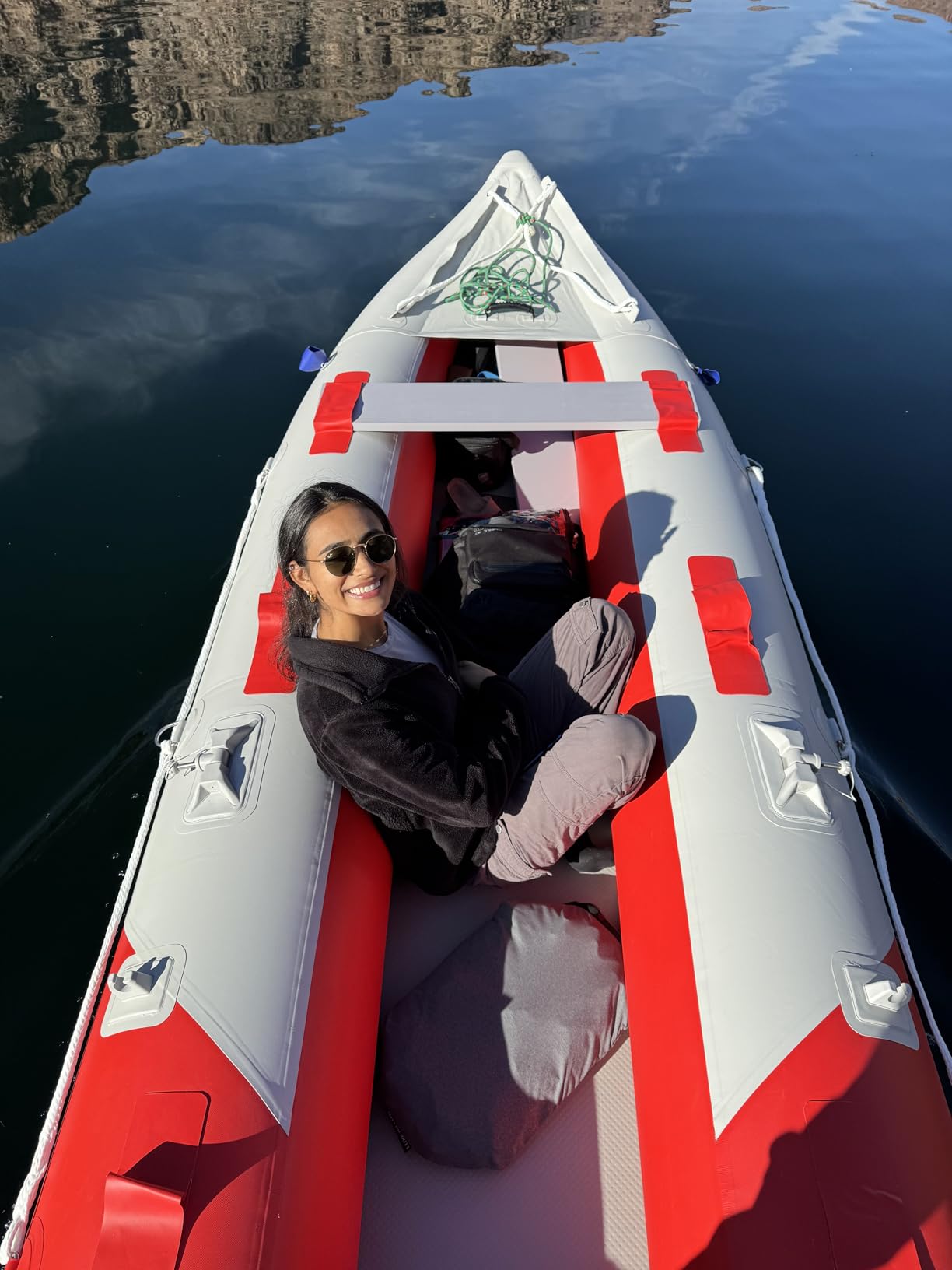 BRIS 14.1 FT Inflatable Kayak Fishing Tender Inflatable Pontoon Boat with Air Floor customer photo 2