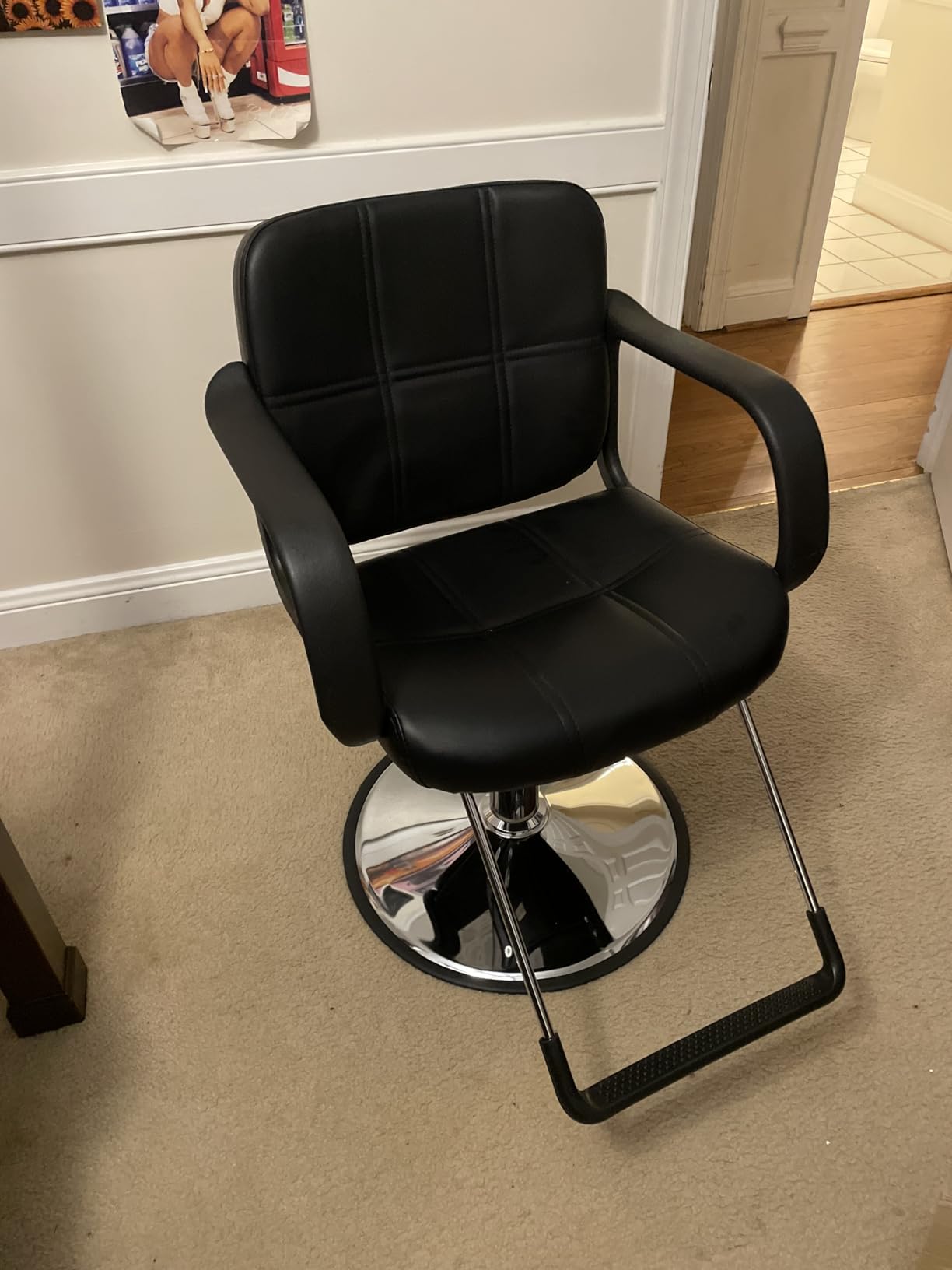 Salon Chair Hair Styling Chair with Swivel Hydraulic Pump for Barber Salon Equipment (Black) customer photo 2