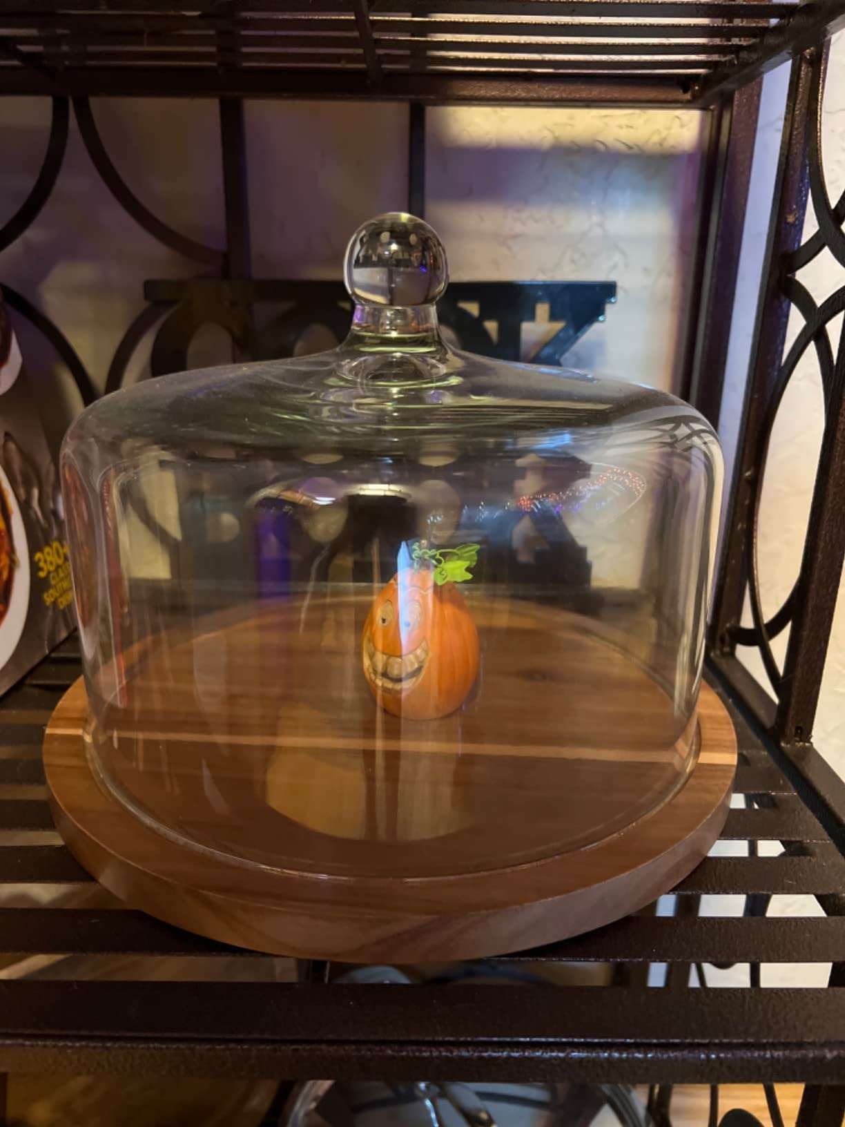 Libbey Acacia Wood Cake Stand with Lid, Ball Top Handle Cake Holder with Lid, Covered Pastry Holder, Durable Glass Dome Cover customer photo 2