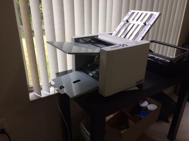Formax FD 300 Desktop Document Folder, LCD Control Panel, 3 Digit Counter, Folds 7400 Sheets per Hour, 4 Fold Types, Output Conveyor, for 8.5