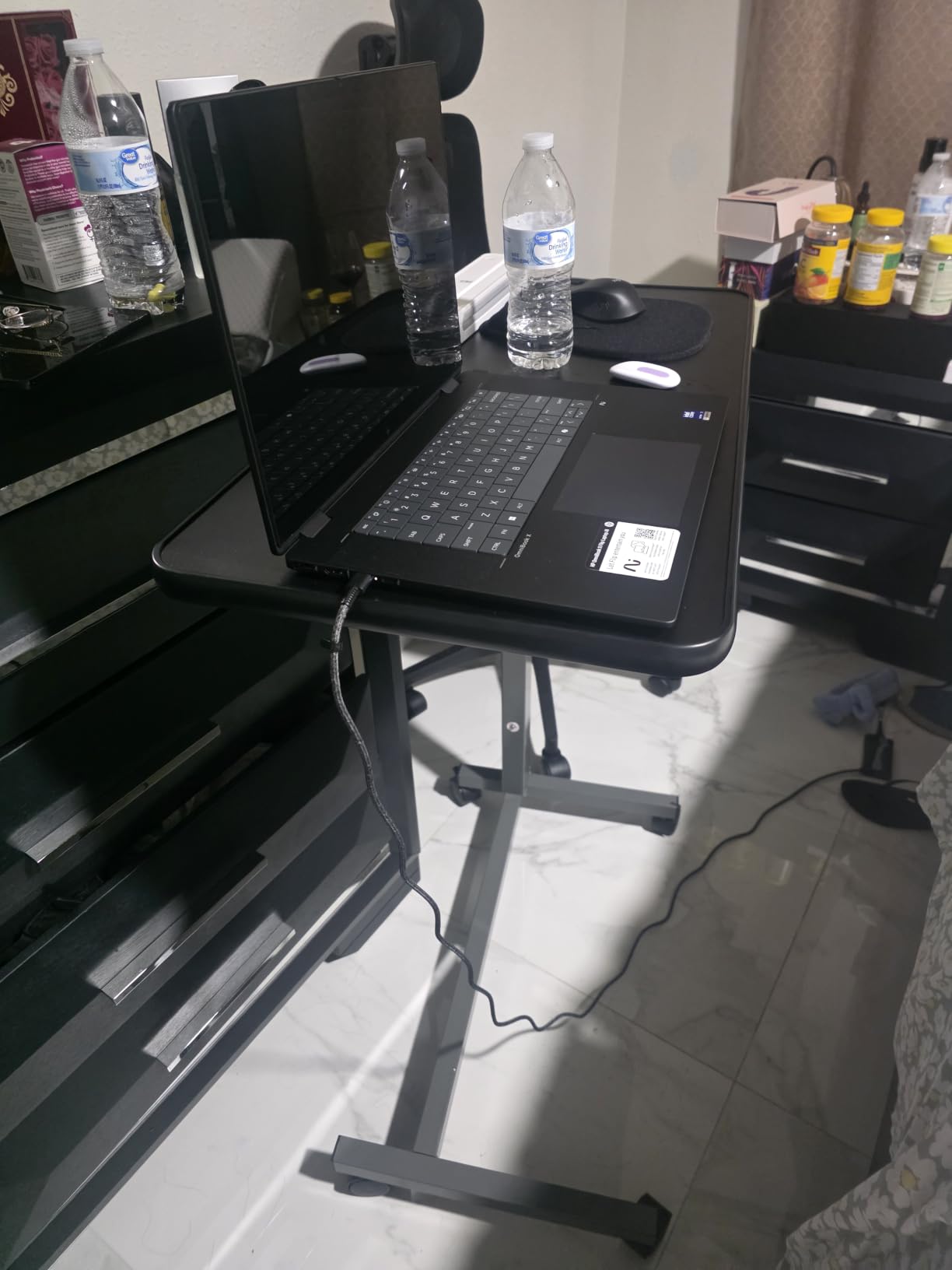 Vaunn Medical Adjustable Overbed Bedside Table with Wheels (Hospital and Home Use) customer photo 1