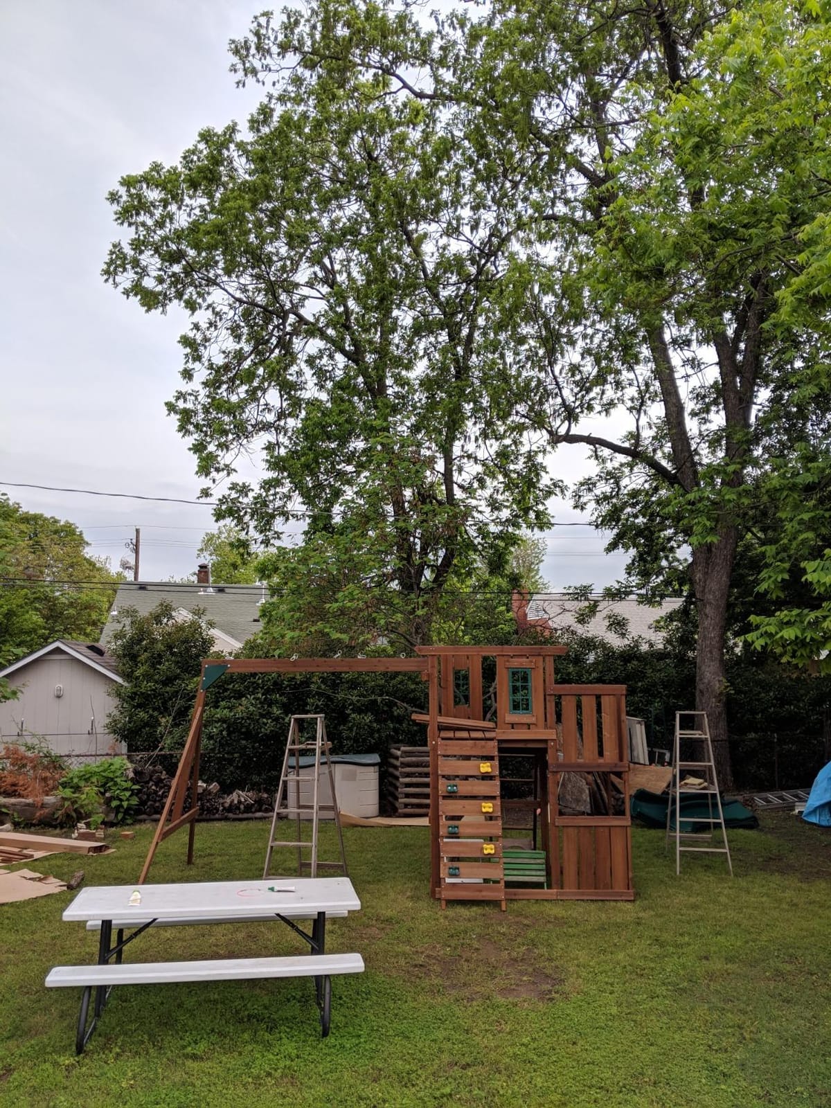 Swing-N-Slide PB 8272 Cedar Brook Wooden Swing Set Play Set with Two Swings, Slide, Monkey Bars, Picnic Table & Glider, Green customer photo 2