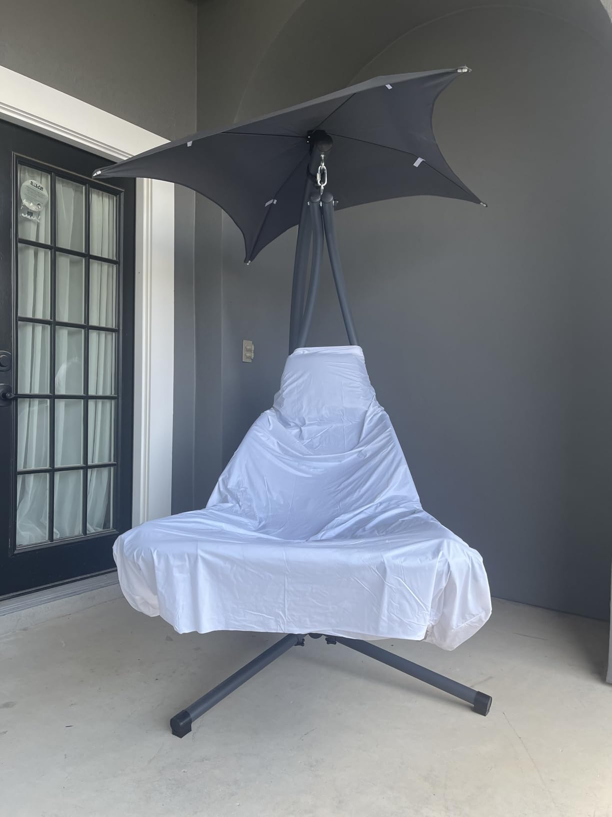 Best Choice Products Outdoor Hanging Curved Steel Chaise Lounge Chair Swing w/Built-in Pillow and Removable Canopy - Teal customer photo 1