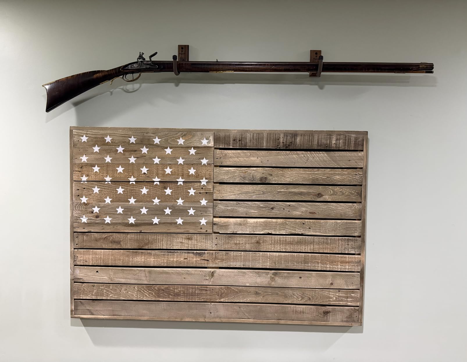 Hold Up Displays - Horizontal Gun Rack and Shotgun Hooks Store Any Rifle Shotgun and Bow - Real Hardwood Harvested in Wisconsin - Made in USA customer photo 2