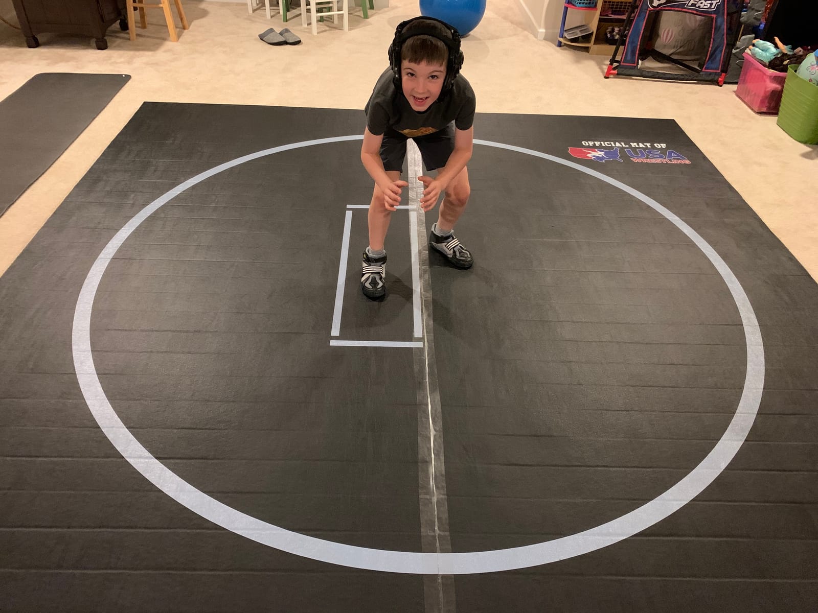 Dollamur Wrestling Mat for Home, 10'x10', Circle, Start Marks-Made in USA | Premium Home Wrestling Mats. Portable, Non-Slip Surface, Shock Absorbing Foam, Pro-Grade Performance. customer photo 2