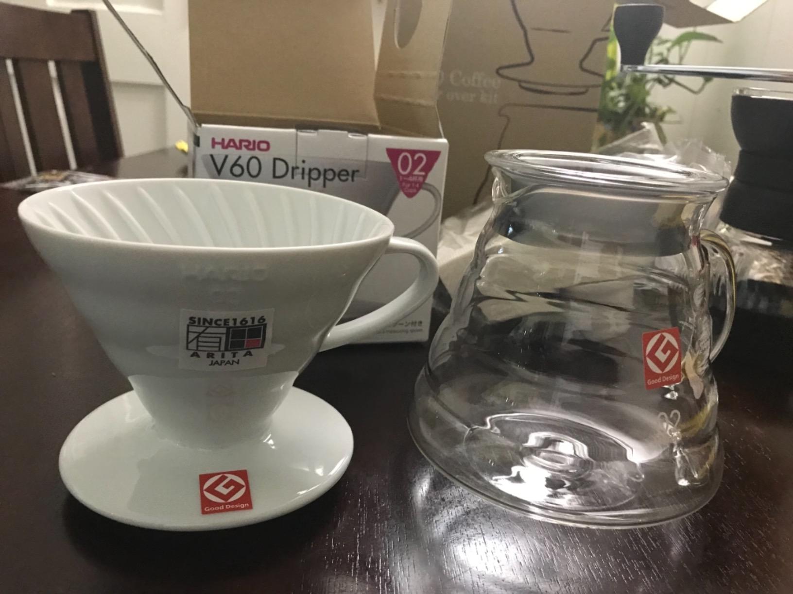Hario V60 Coffee Pour Over Kit Bundle Set - Comes with Ceramic Dripper, Range Server Glass Pot, Measuring Spoon, and 100 Count Package of Hario 02W Coffee Filters customer photo 2