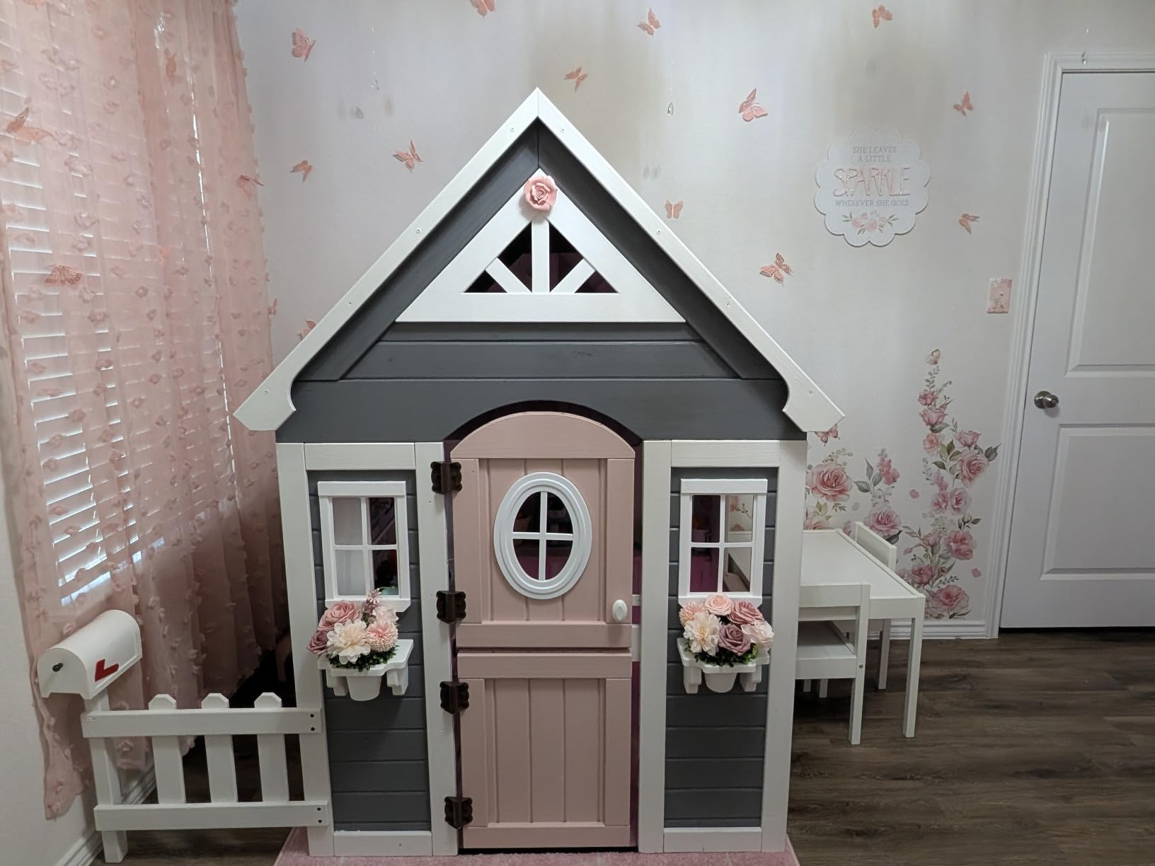 Backyard Discovery Aspen Cedar Wooden Kids Playhouse Cottage with Play Kitchen, Snack Bar, Picnic Bench, Dinner Bell, Mailbox, Dutch Door, Flowerpot Holders, Toy Lights, Country Style for Outdoor Play customer photo 1