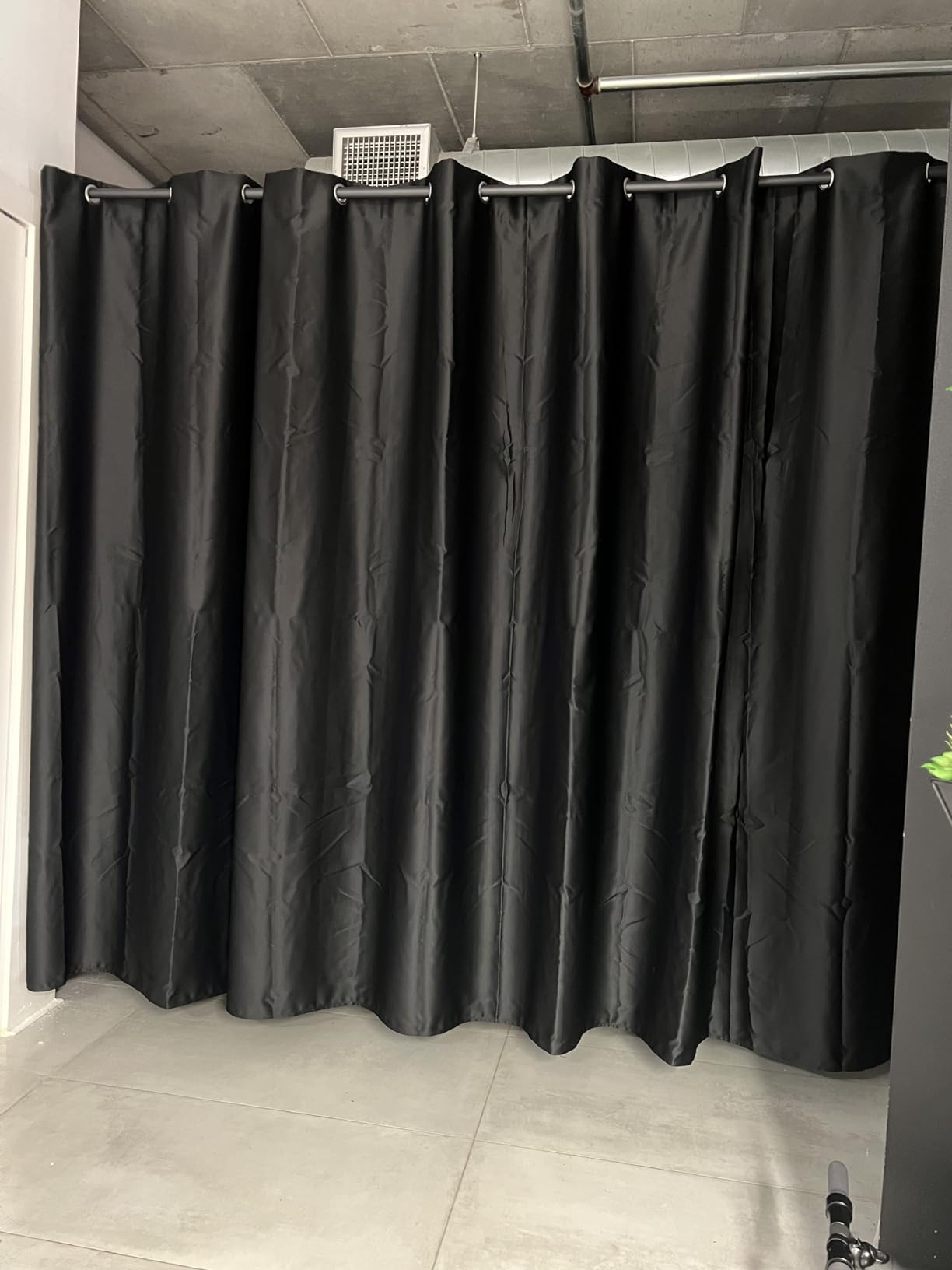 NICETOWN Black Room Divider Curtain for Doorway 7' Tall x 8.3' Wide 1 Panel | Lower Noise Blackout Sound Reducing Divider Curtain Screen Partitions Room Panel for Glass Window Sliding Door Patio customer photo 1