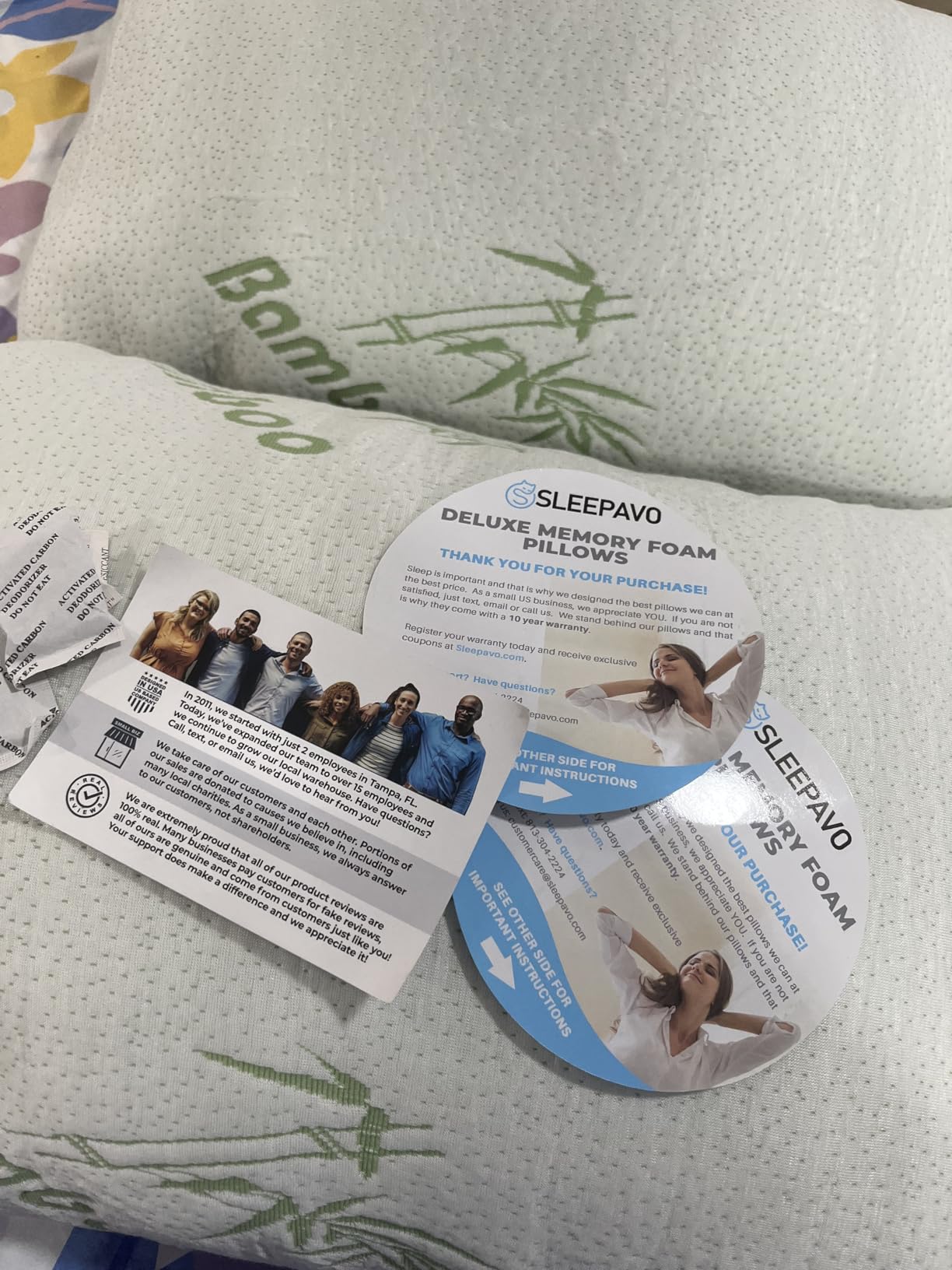 Memory Foam Pillows Queen Size Set of 2 - Cooling Bed Pillows for Sleeping - Back, Stomach, Side Sleeper Firm, Comfy Cool Shredded - 2 Pack, Rayon Derived from Bamboo customer photo 2