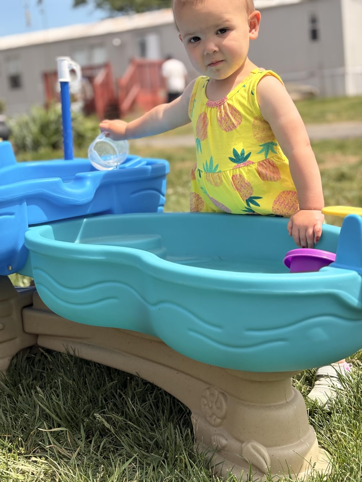 Step 2 Spill & Splash Seaway Water Table for Kids, Two-Tier Outdoor Kids Water Sensory Table with Umbrella, Ages 1.5+ Years Old, 11 Piece Water Toy Accessories customer photo 1