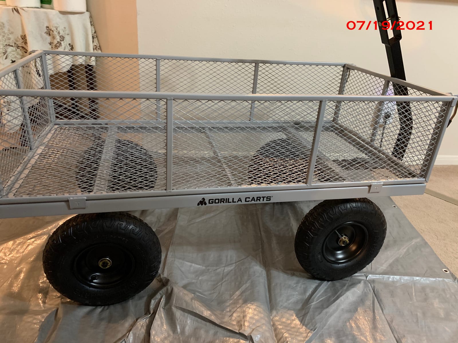 Gorilla Carts Steel Utility Garden Cart, 1,000-Pound Capacity, Gray - Heavy-Duty Outdoor Wagon with Removable Sides, 13-Inch Pneumatic Tires, and Convertible Pull or Tow Handle customer photo 1