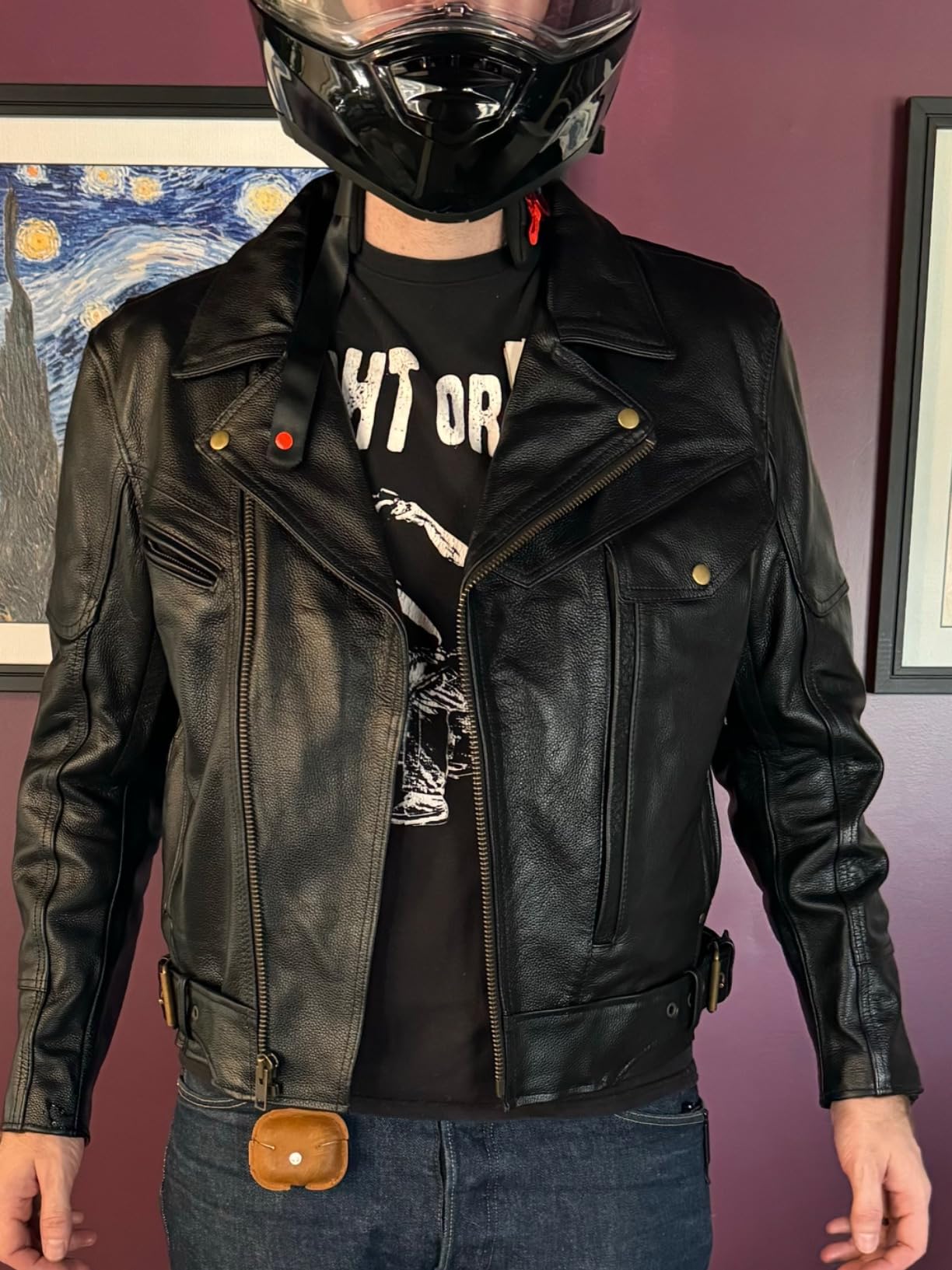 Milwaukee Leather LKM1770 Men's Black Premium Thick Leather Motorcycle Jacket Brando Style Biker Jacket customer photo 2