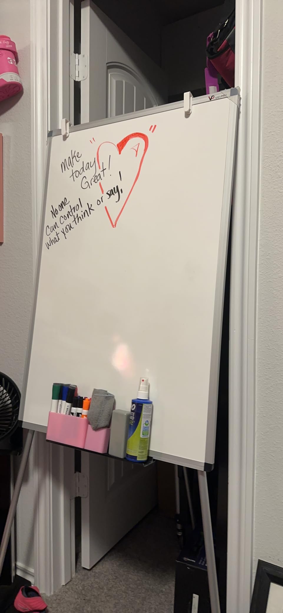 VIZ-PRO Whiteboard Easel, 36 x 24 Inches, Portable Tripod Dry Erase Board, 3' x 2', Height Adjustable, Aluminum Frame, for Teaching Office Classroom and Home customer photo 2