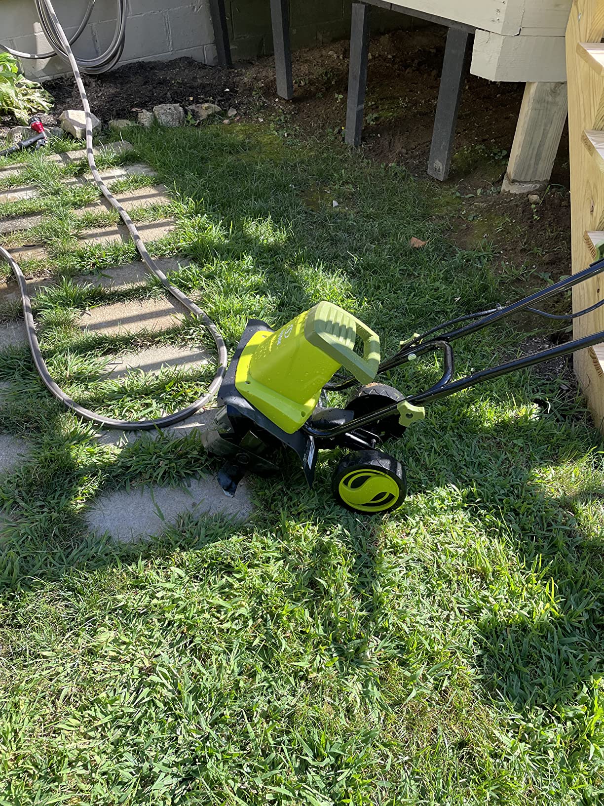 Sun Joe Electric Garden Tiller and Cultivator with 3 Position Height Adjustment Maximum 12-inch Cultivating Width and 8 Amp Motor, TJ602E customer photo 2