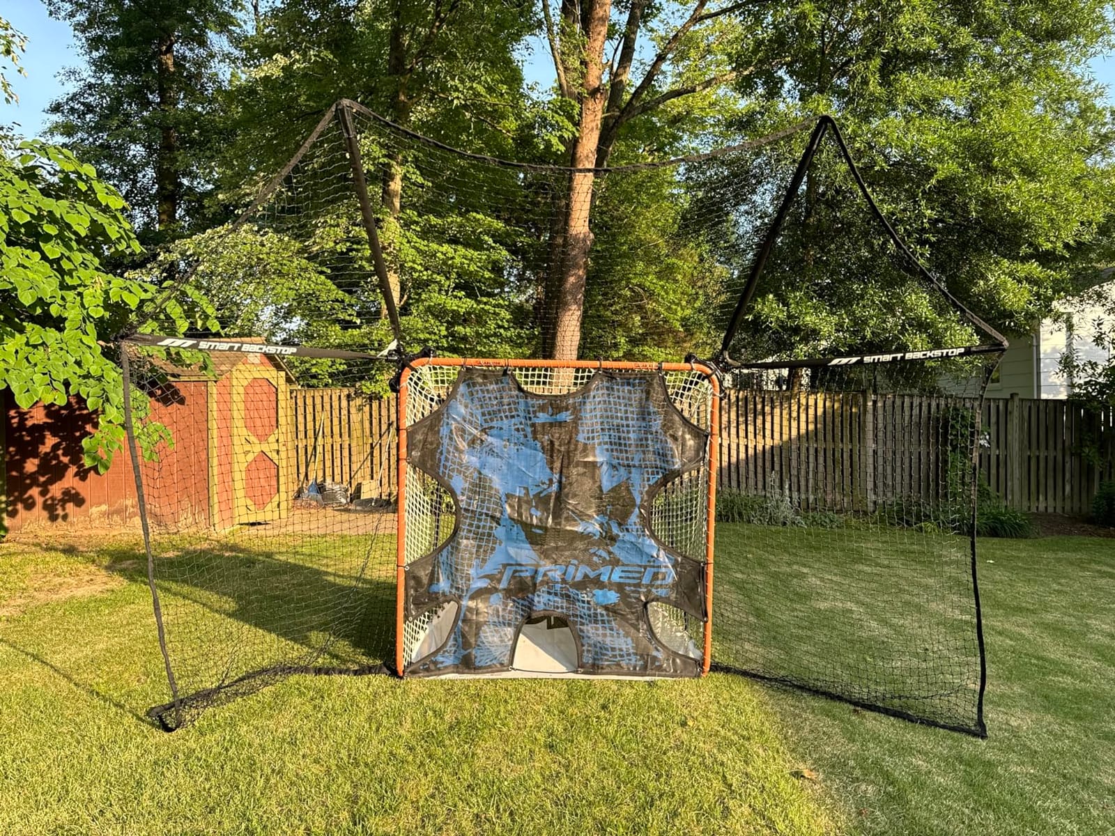 SmartBackstop for Lacrosse, Practice Smart. Attaches Directly to Goal & Folds Away When not in use, 14 x 10 ft of Durable net Coverage, fits All Round & Square Corner Regulation 6 x 6 Goals. customer photo 2