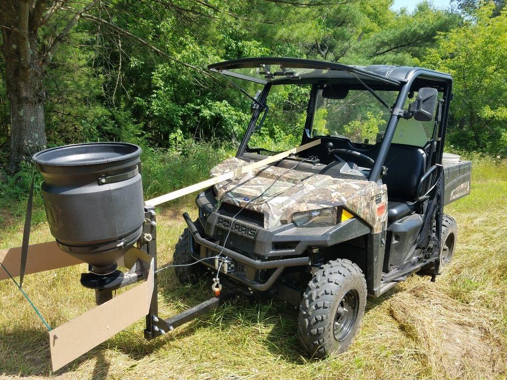 Buyers Products UTVS16 UTV/ATV Broadcast Spreader, 150 lb Capacity, Receiver Hitch Mount, for Salt, Grass, Seed, Fertilizer & Feed, Adjustable Flow Gate, 12V Motor, Poly Hopper w/ Lid, All-Season Use customer photo 1