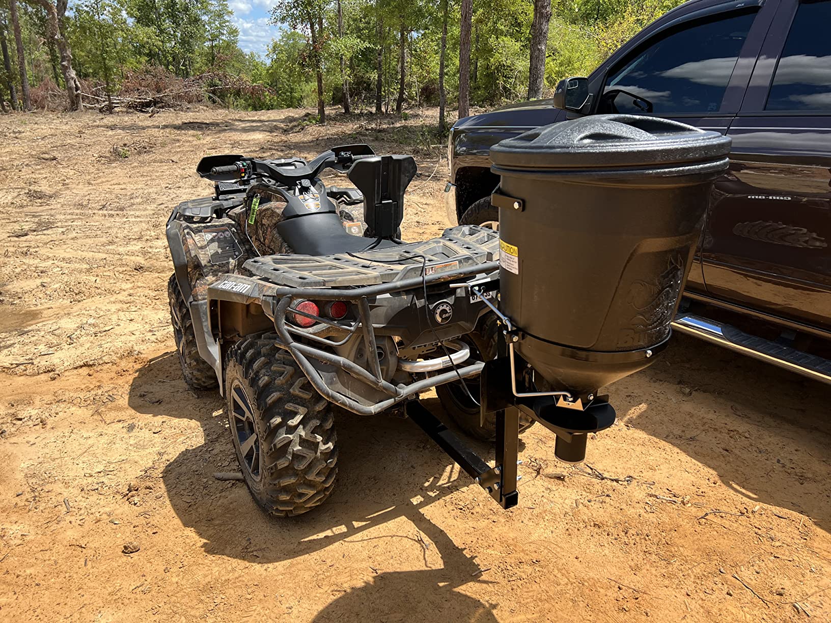 Buyers Products UTVS16 UTV/ATV Broadcast Spreader, 150 lb Capacity, Receiver Hitch Mount, for Salt, Grass, Seed, Fertilizer & Feed, Adjustable Flow Gate, 12V Motor, Poly Hopper w/ Lid, All-Season Use customer photo 2