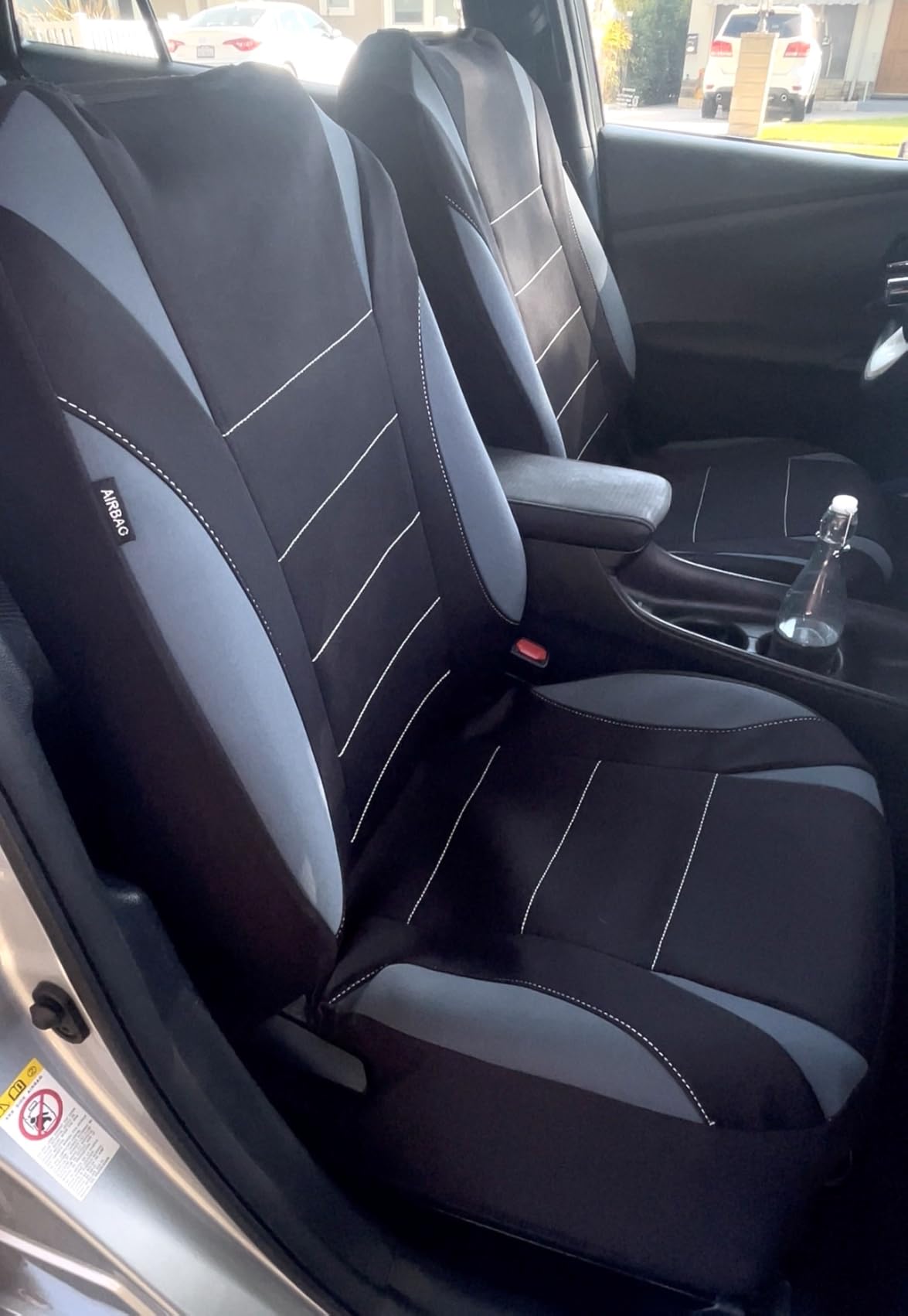 CAR PASS Waterproof Car Seat Covers Front Seats Only with 5mm Composite EVA, Neoprene Car Seat Cover with Separate Headrest Cover, Quick Setup Universal Fit for Car SUV Trucks, Airbag Compatible (Gray) customer photo 2