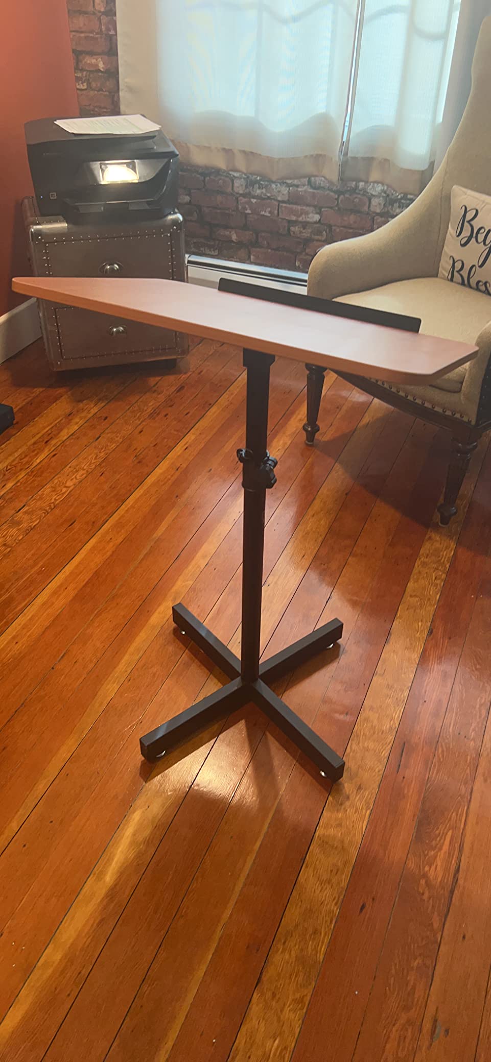 Pyle Portable Floor Lectern Podium Stand-Height Adjustable Steady Standing Design Teacher Speaker Lecture Classroom Presentation Stand, Laptop Computer Book Holder w/ Slanted Top Shelf PLCTND44,BLACK customer photo 2