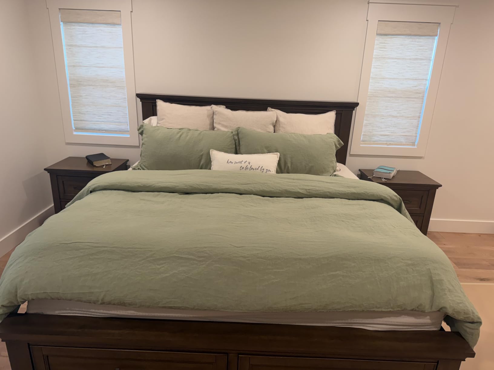 Simple&Opulence 100% Linen Duvet Cover Set 3pcs Basic Style Natural French Washed Flax Solid Color Soft Breathable Farmhouse Bedding with Button Closure - Linen, Queen customer photo 2