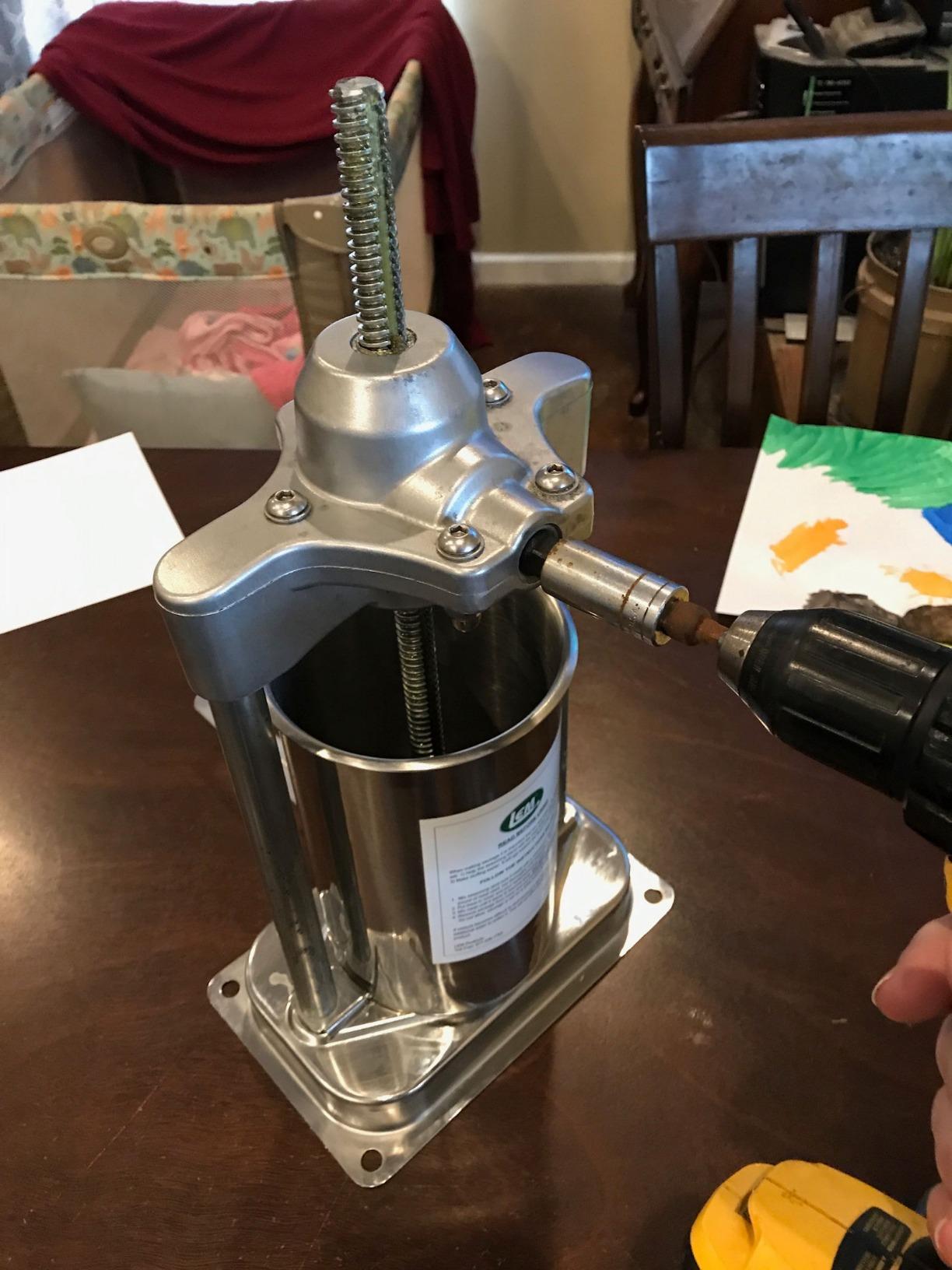 LEM Products MightyBite 5 lb Sausage Stuffer, Professional Design, Stainless Steel, Includes Clamps & Stuffing Tubes, Removable Cylinder, Air-Release Piston, Meat Stuffer Machine for Home Use customer photo 1