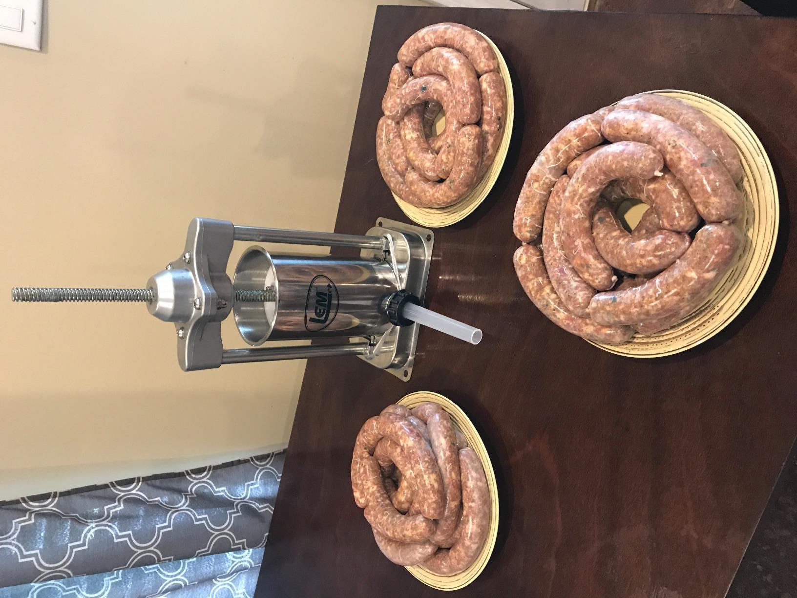 LEM Products MightyBite 5 lb Sausage Stuffer, Professional Design, Stainless Steel, Includes Clamps & Stuffing Tubes, Removable Cylinder, Air-Release Piston, Meat Stuffer Machine for Home Use customer photo 2