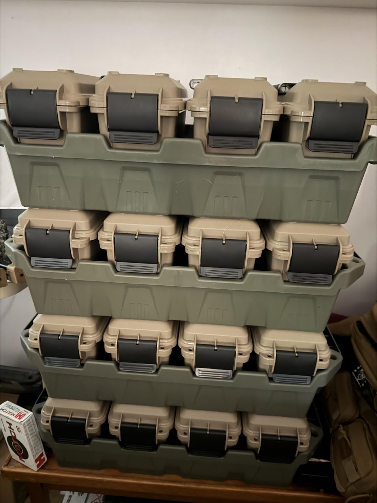 MTM AC4C 4-Can Ammo Crate, 30 Caliber, Convenient size, Stackable, Easy Carry and Transport of 30 Caliber Ammo, Rugged Tactical Carrying Crate, USA Made, Dark Earth/Army Green customer photo 1